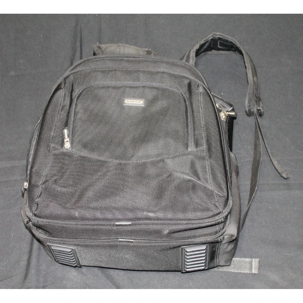 Brookstone Ballistic Business Travel Backpack Black Laptop Computer Carry On Bag